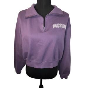 PacSun ladies size M 1/2 zip polo crop long sleeve logo spell out sweatshirt